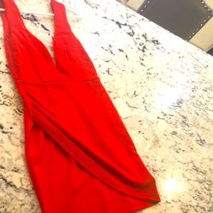 Sexy deep v red dress